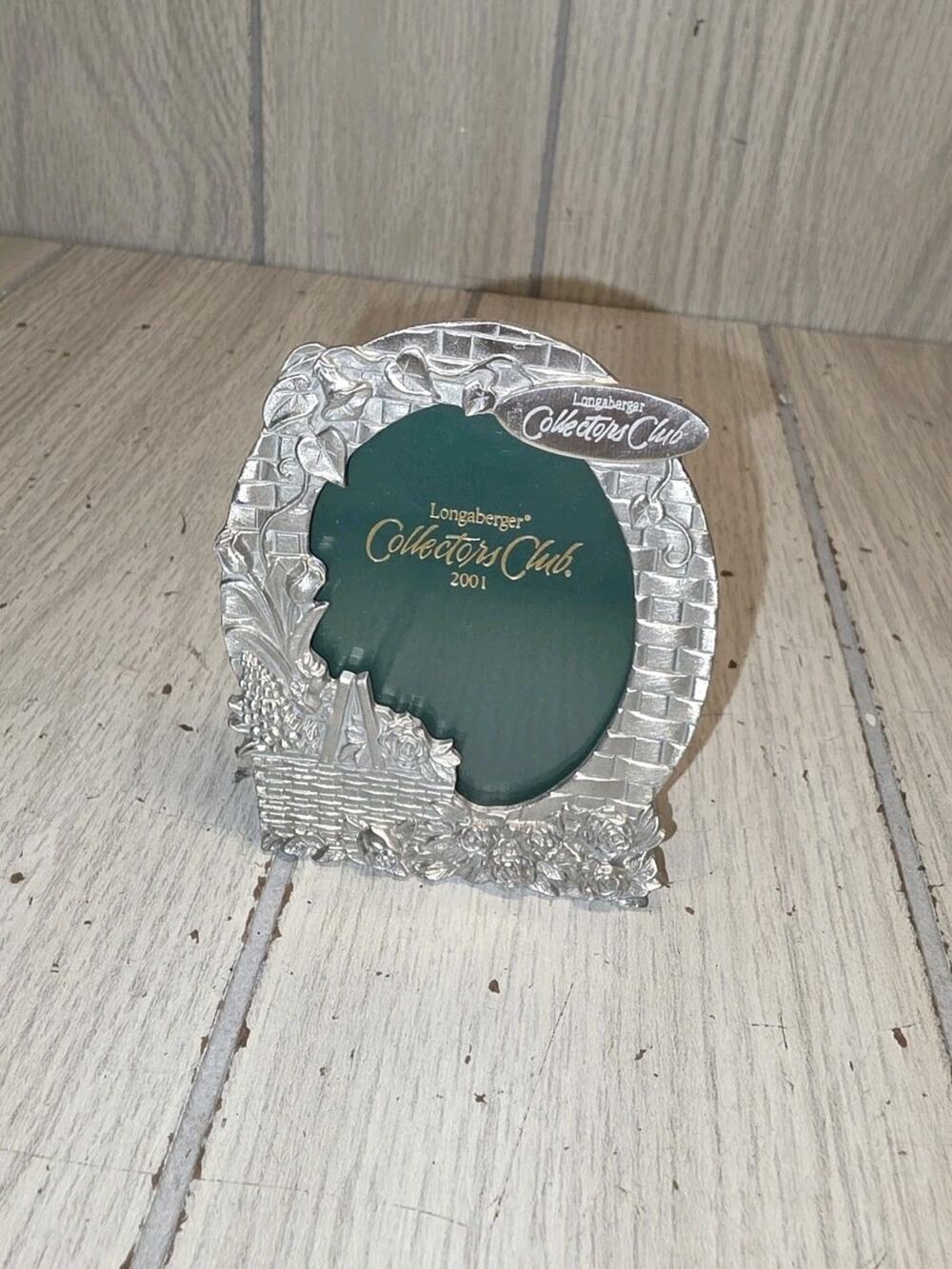 Vtg Longaberger Collectors Club 2001 Pewter Floral Basket Picture Frame New